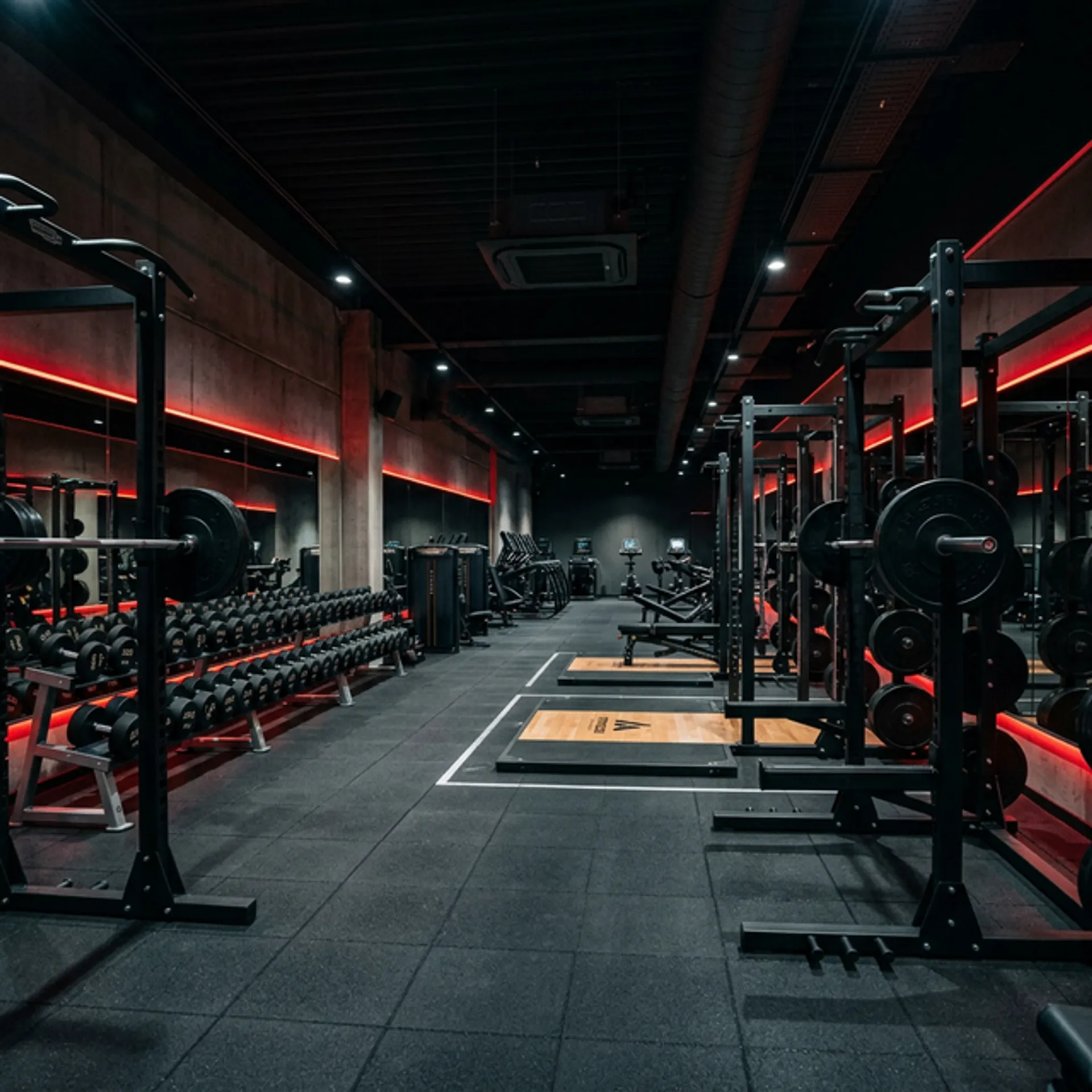 Interior del gimnasio con equipamiento profesional